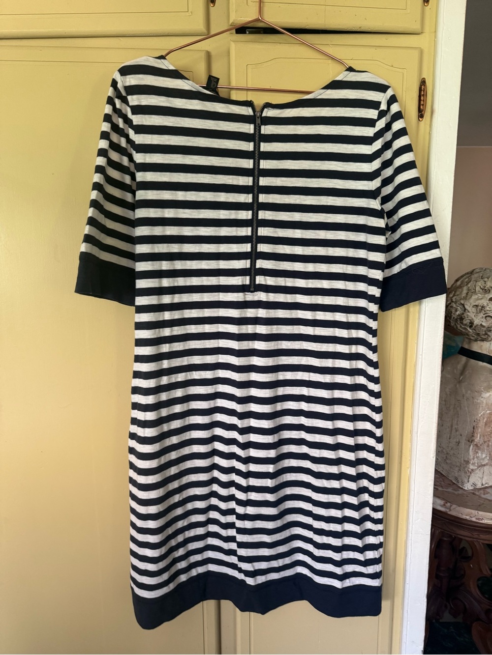 Banana Republic Navy and White Striped Midi Shift Dress